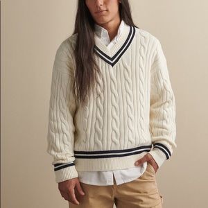 Oversized Preppy V-Neck Sweater